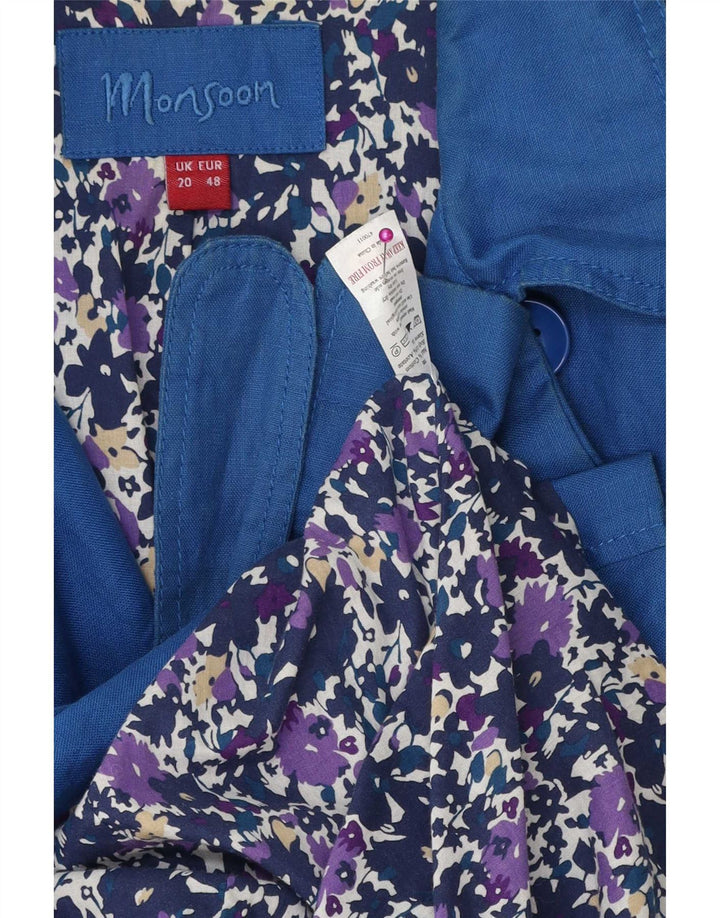 Monsoon Damen Trenchcoat UK 20 2XL Blaues Leinen