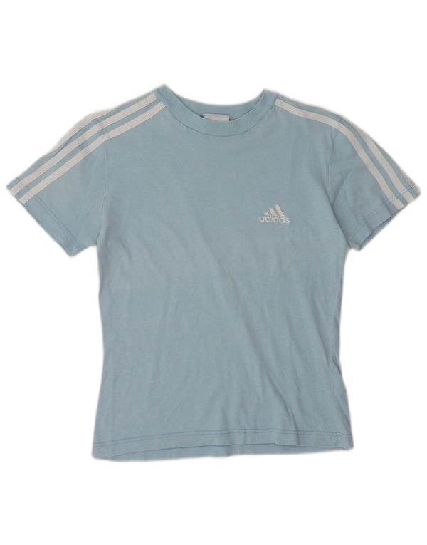Adidas Damen T-Shirt Top UK 10 Small Blau Baumwolle