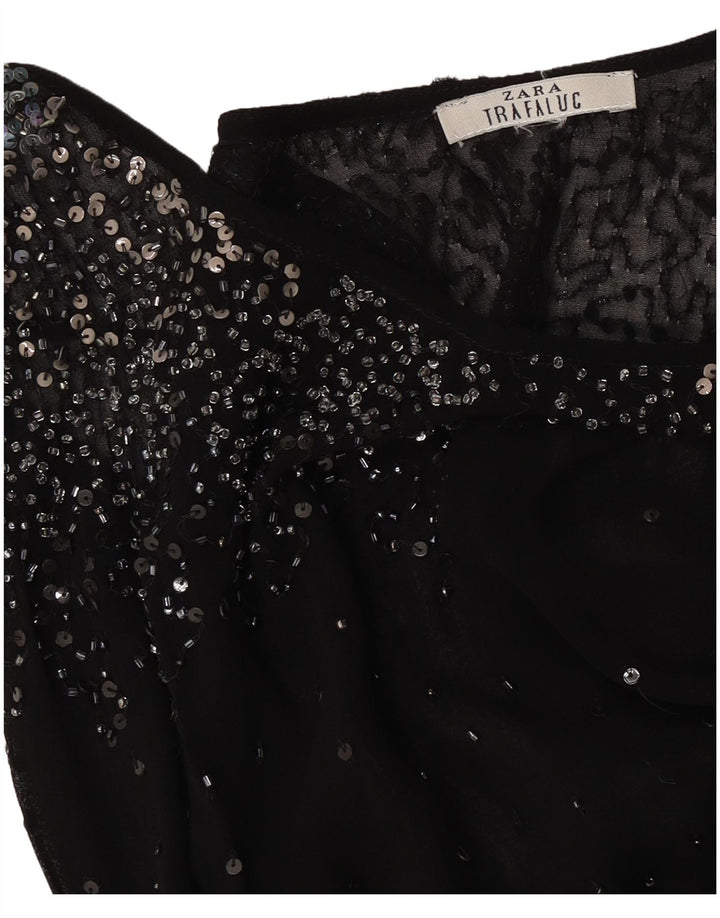 Zara Damen Durchsichtiges Cami-Top UK 12 Medium Schwarz