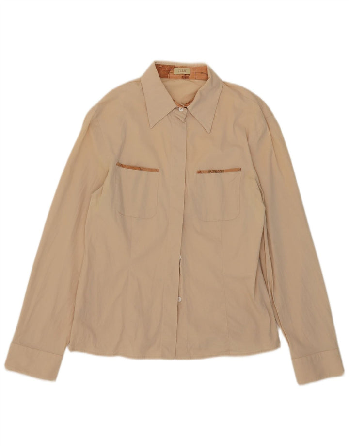 ALVIERO MARTINI Damenhemd UK 16 Large Beige Baumwolle