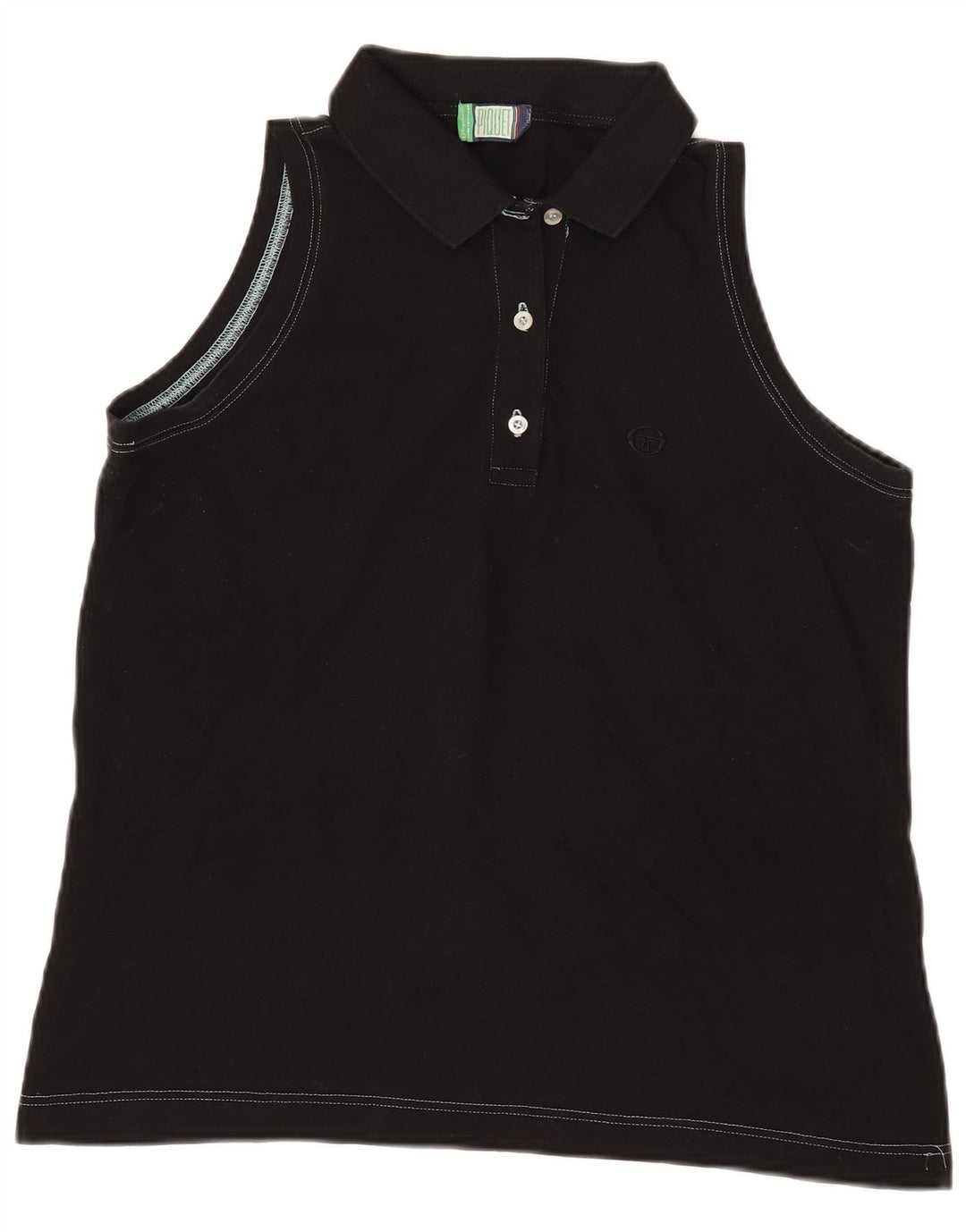 Sergio Tacchini Damen ärmelloses Poloshirt UK 12 Medium Schwarz