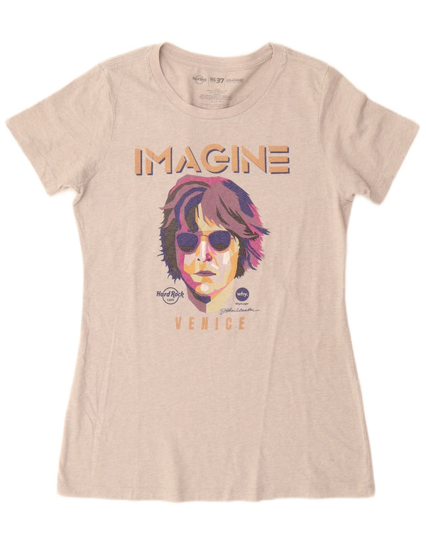 HARD ROCK CAFE Womens Venice Graphic T-Shirt Top UK 14 Large Grey Cotton