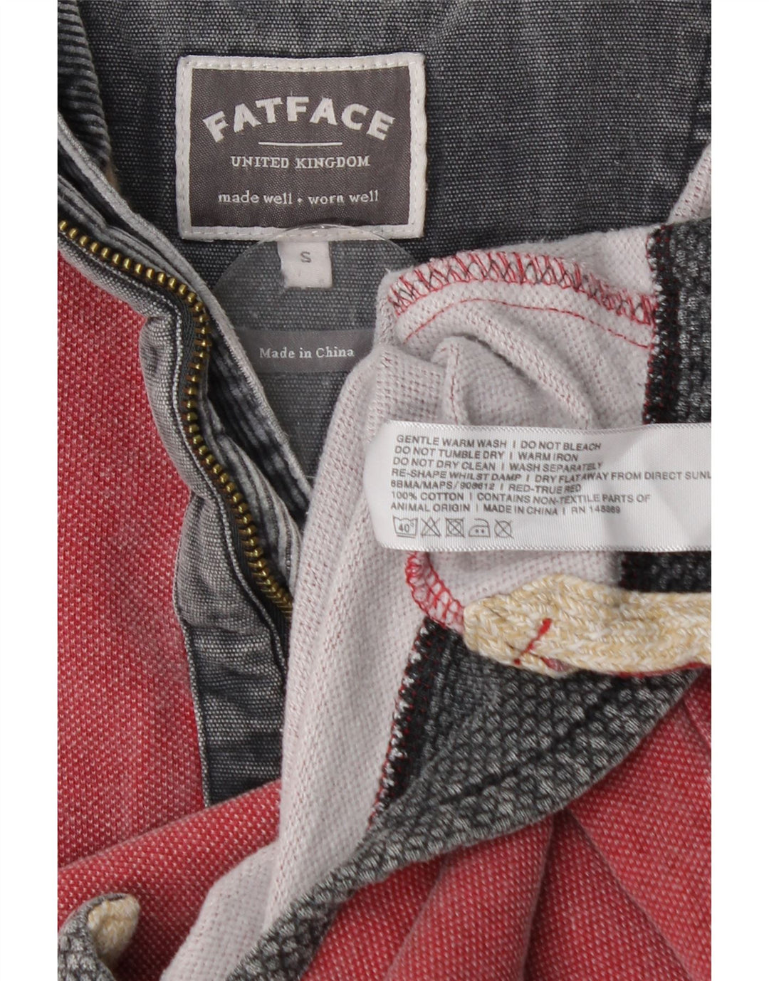 Fat Face Herren-Sweatshirt mit Reißverschluss am Hals, Größe S, Rot, Baumwolle