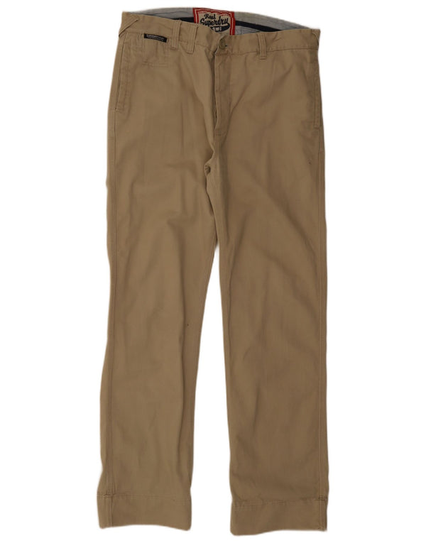 Superdry Mens Straight Chino Trousers W34 L32 Beige