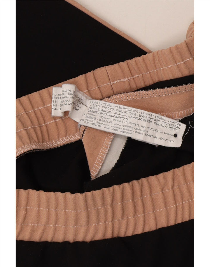 Zara Damen Crop-Trainingshose UK 12 Mittelschwarz Farbblock