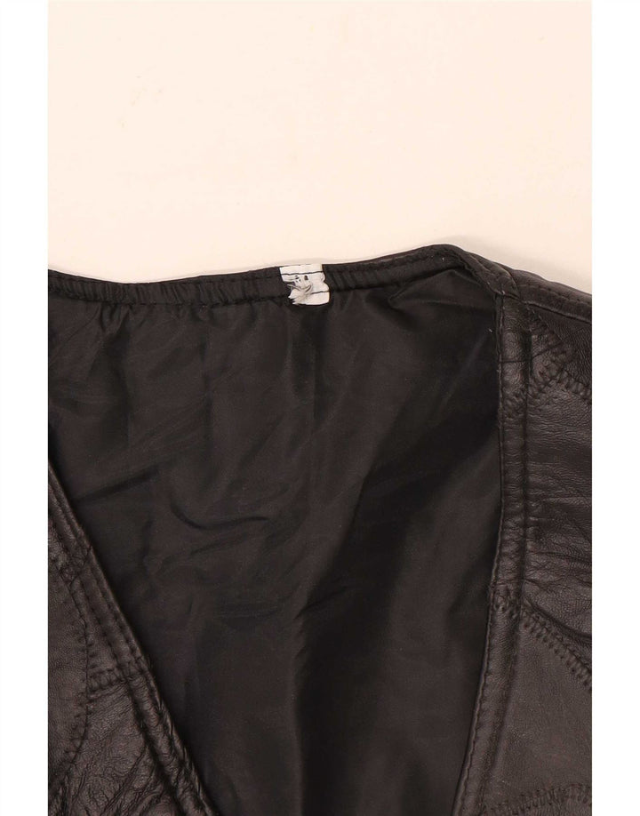 Vintage Herren Motorstyle Lederweste Medium Schwarz Patchwork