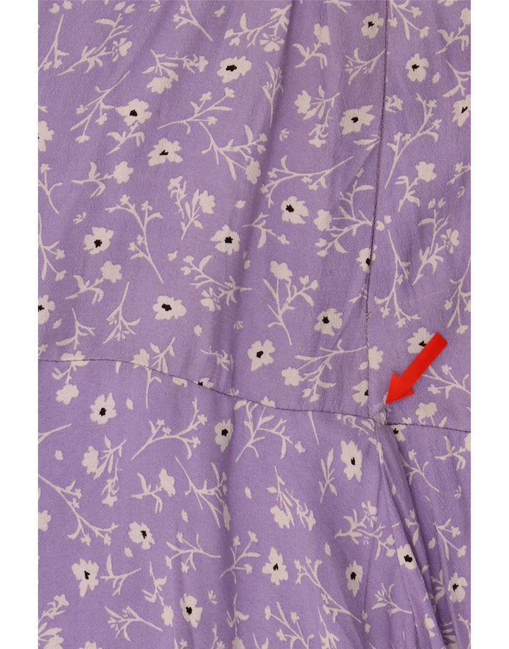 Zara Damen Minirock Medium W28 Lila Blumenviskose