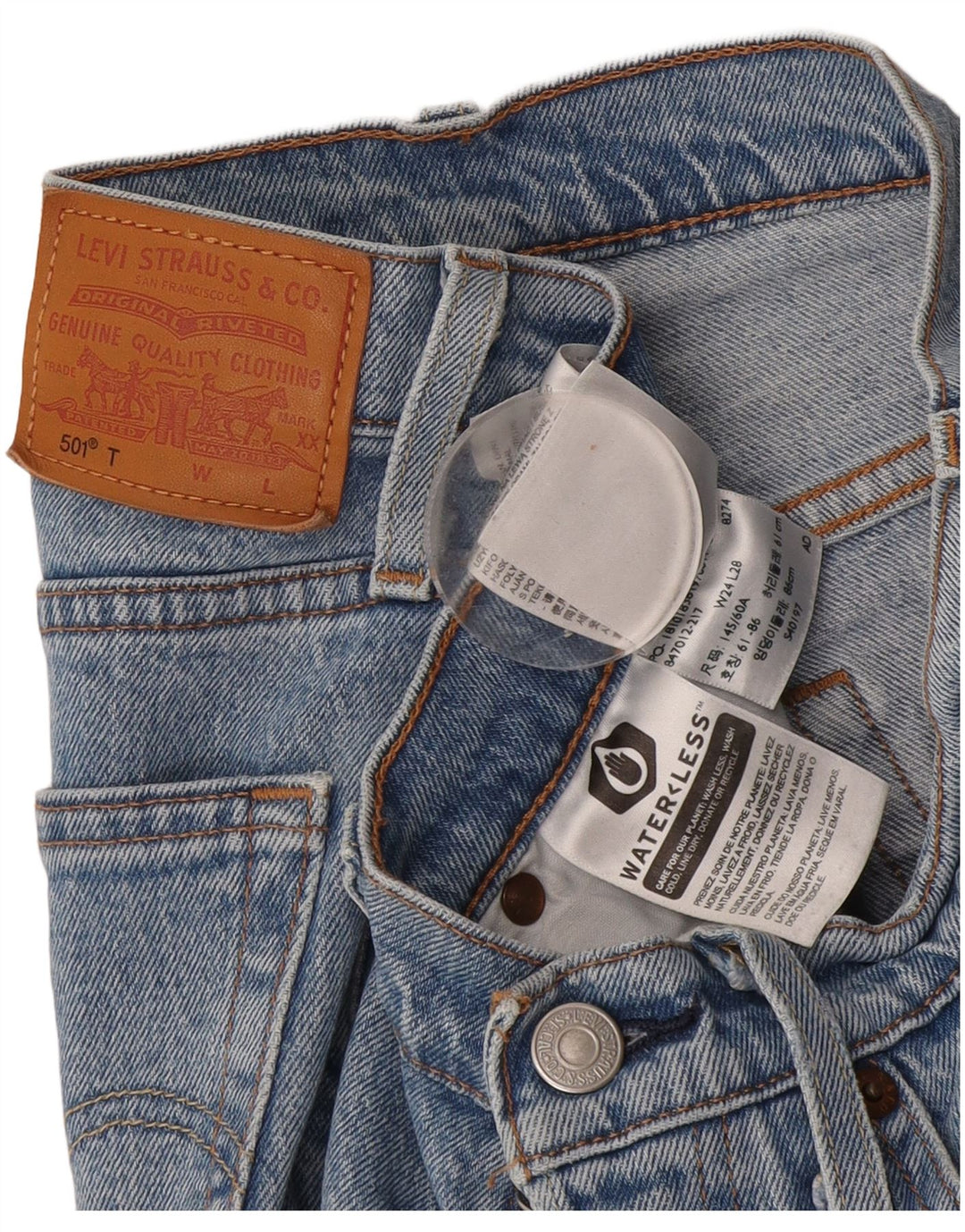 Levi's Damen 501 Straight Jeans W24 L28 Blaue Baumwolle