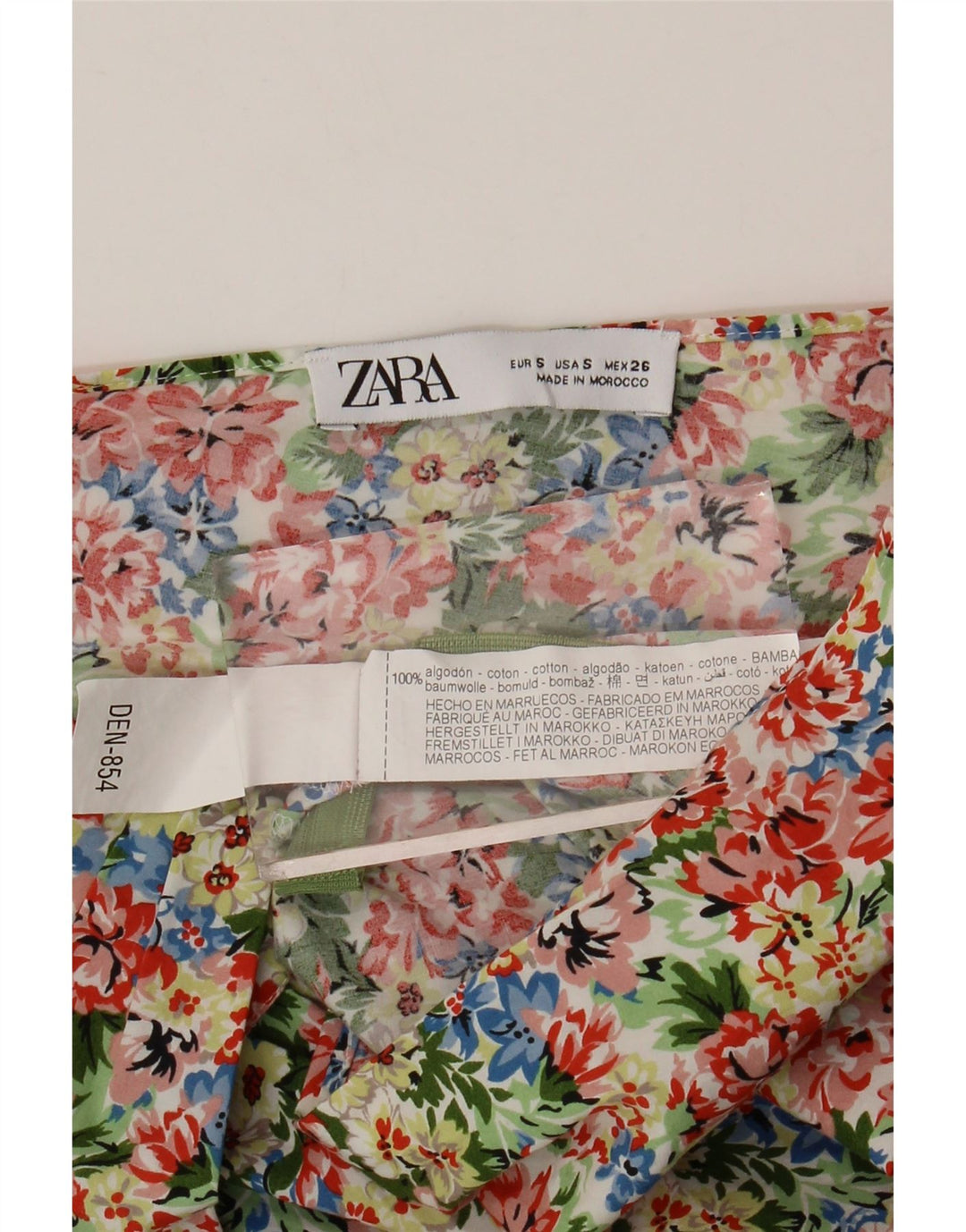 ZARA Damen One-Shoulder-Top, Größe S, mehrfarbig, Blumenmuster, UK-Größe 36