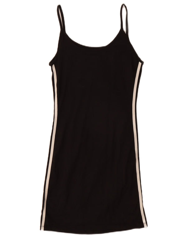 Adidas Damen Figurbetontes Kleid UK 10 Small Schwarz Baumwolle