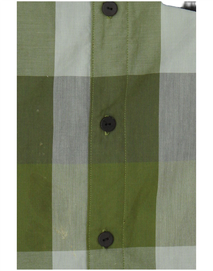 Adidas Herrenhemd UK 40/42 Mittelgrün kariertes Polyester