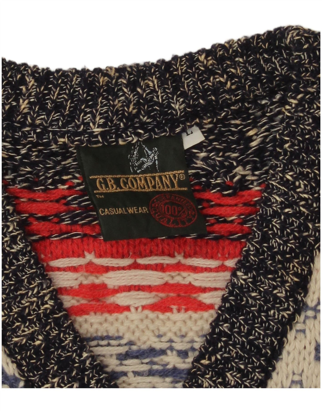 Vintage Herren V-Ausschnitt Pullover Pullover Groß Marineblau Fair Isle