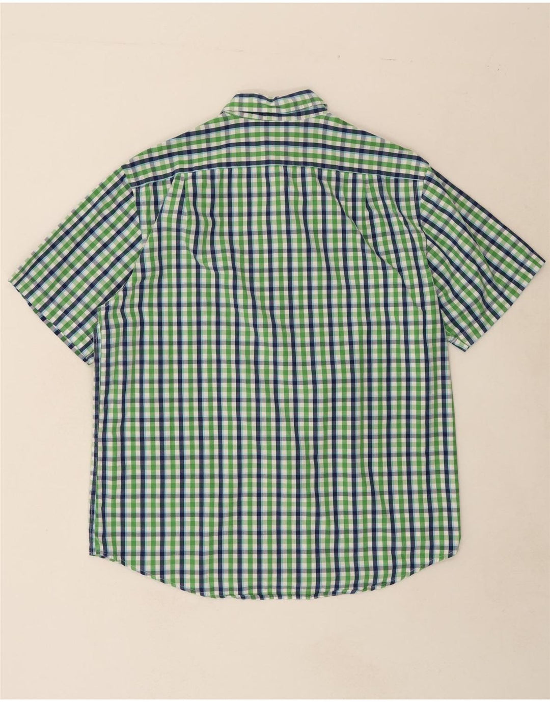 IZOD Mens Short Sleeve Shirt Large Green Gingham Cotton Vintage Izod and Second-Hand Izod from Messina Hembry 