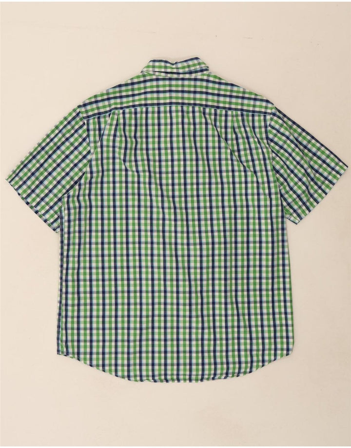 IZOD Mens Short Sleeve Shirt Large Green Gingham Cotton Vintage Izod and Second-Hand Izod from Messina Hembry 