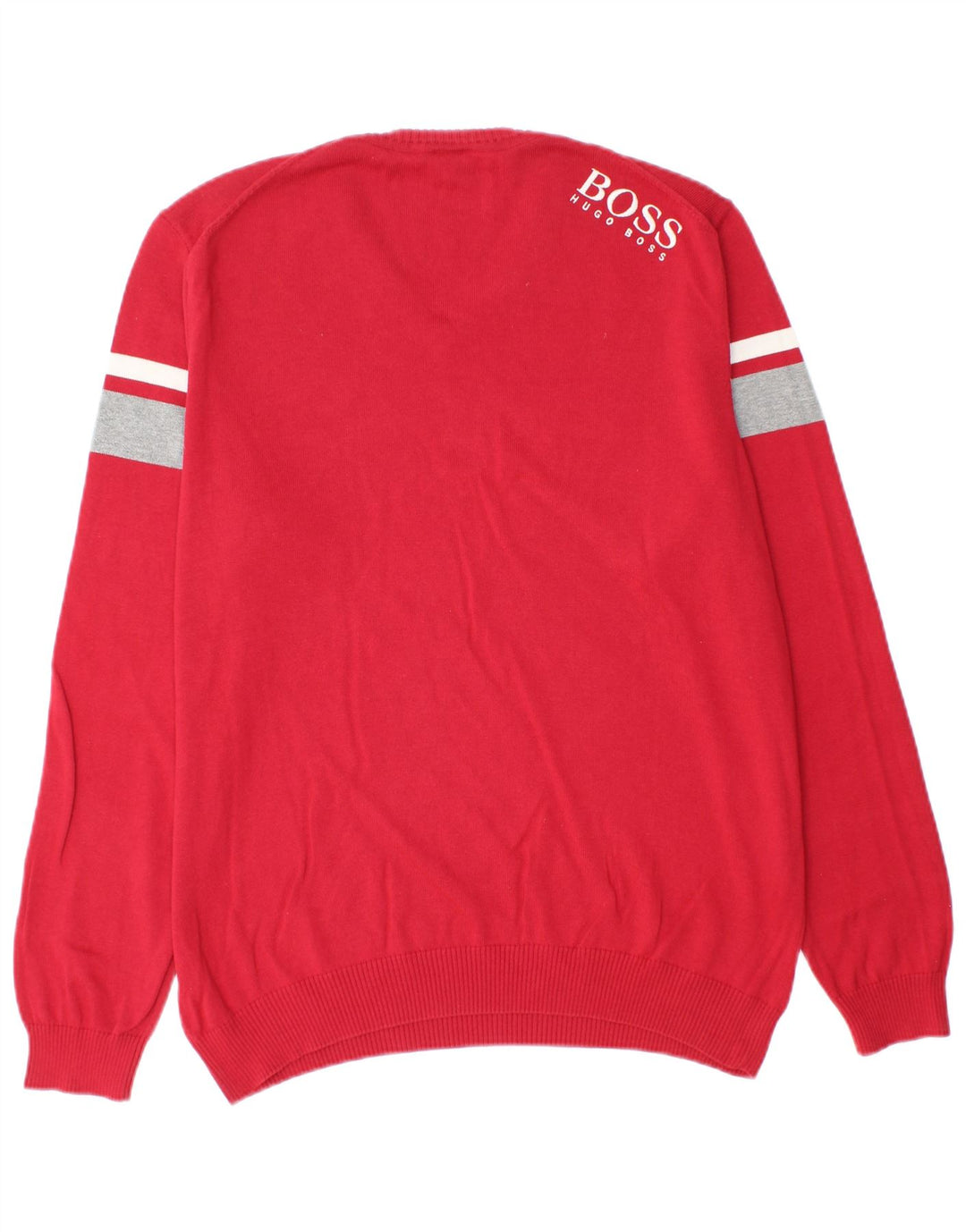 HUGO BOSS Herren-Pullover mit grafischem V-Ausschnitt, groß, rot, Farbblock