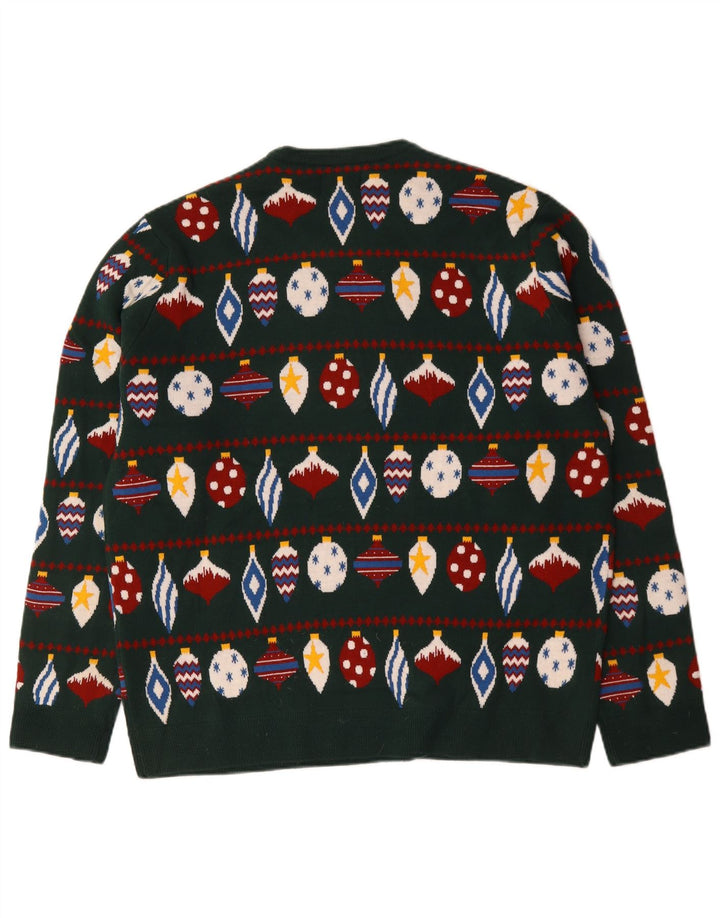 Marks & Spencer Herren-Pullover mit Rundhalsausschnitt, 2XL, Grün, Fair Isle