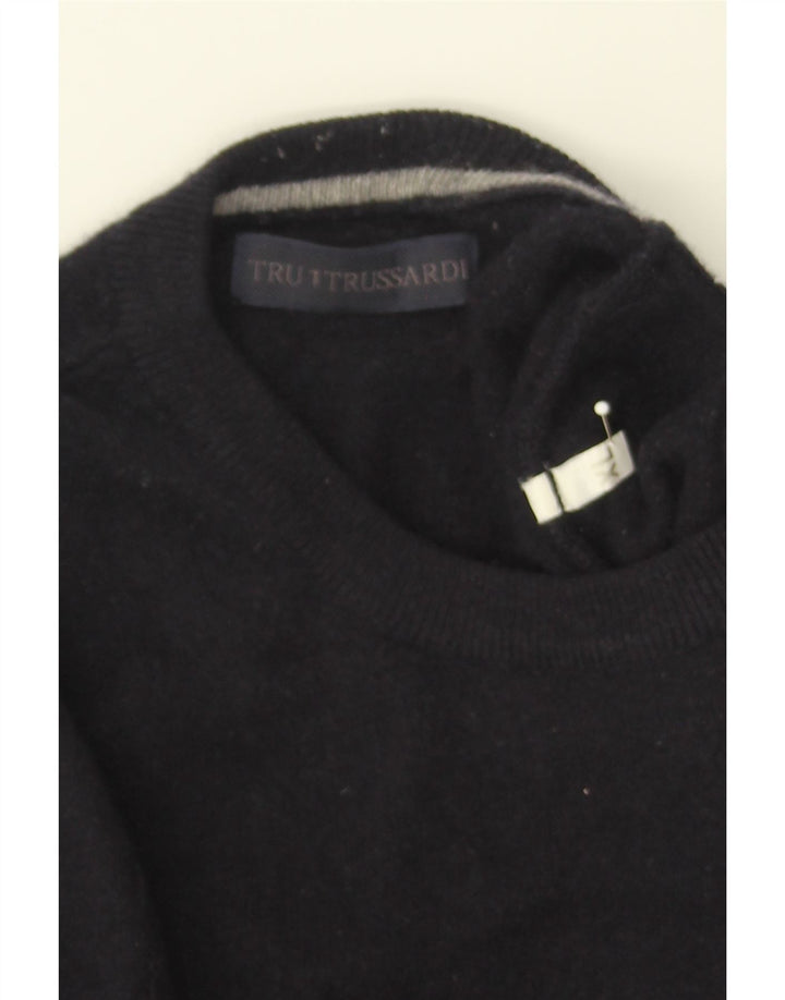 TRUSSARDI Mens Crew Neck Jumper Sweater XL Navy Blue Wool Vintage Trussardi and Second-Hand Trussardi from Messina Hembry 