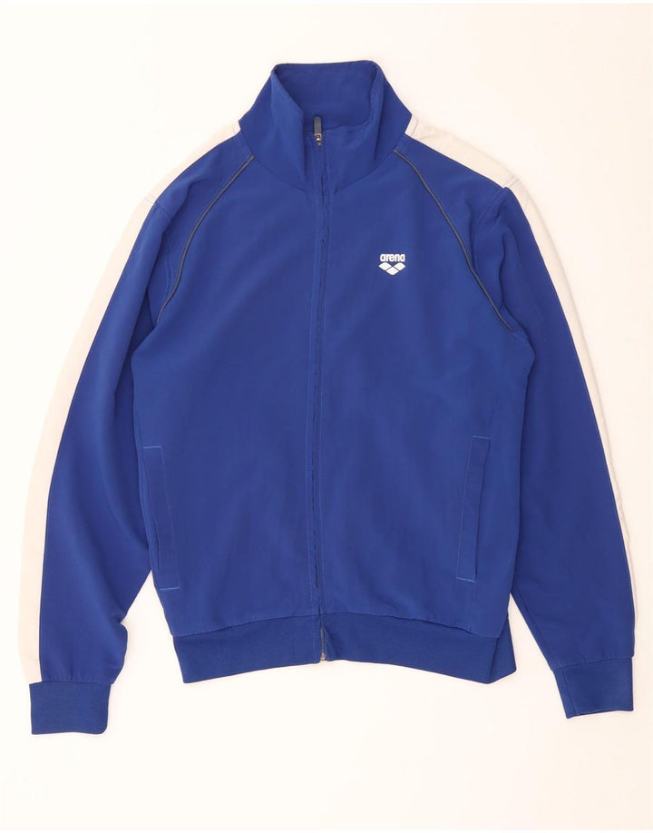 Arena Herren-Trainingsanzug-Oberteil, Jacke, klein, blaues Farbblock-Polyester