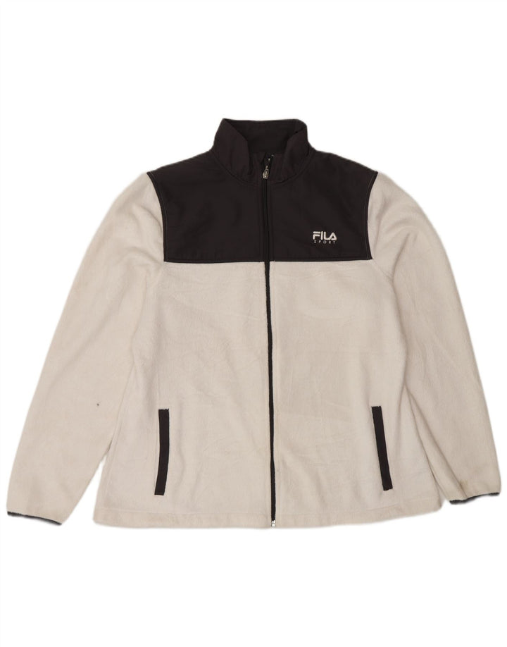 Fila Damen Fleecejacke UK 16 Large Weiß Colourblock Polyester