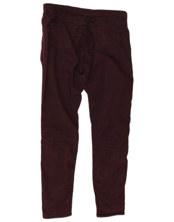 Topshop Damen Beschichtete Leigh Skinny Jeans W30 L28 Burgunderrote Baumwolle
