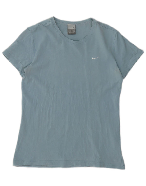 NIKE Damen T-Shirt Top UK 10/12 Mittelblau Synthetik