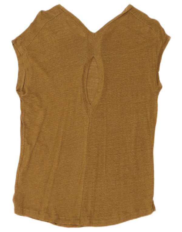 Zara Damen Bluse Top UK 10 Small Khaki