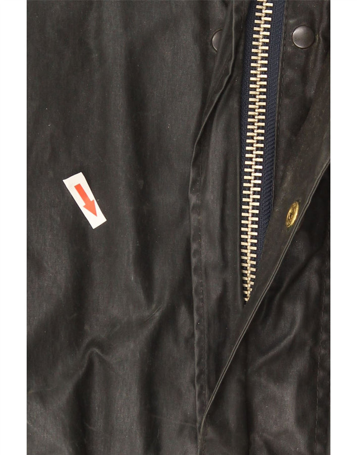 Barbour Herren-Mantel aus gewachster Baumwolle mit Rand, UK 36, Größe S, Schwarz