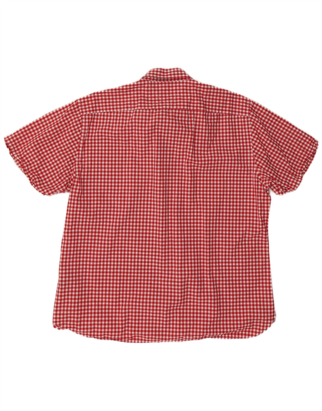 TOMMY HILFIGER Herren Custom Fit Kurzarmhemd 2XL Rot Gingham Baumwolle