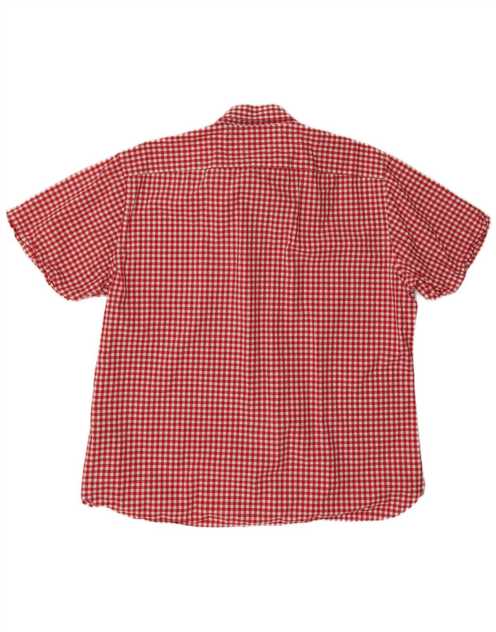 TOMMY HILFIGER Herren Custom Fit Kurzarmhemd 2XL Rot Gingham Baumwolle