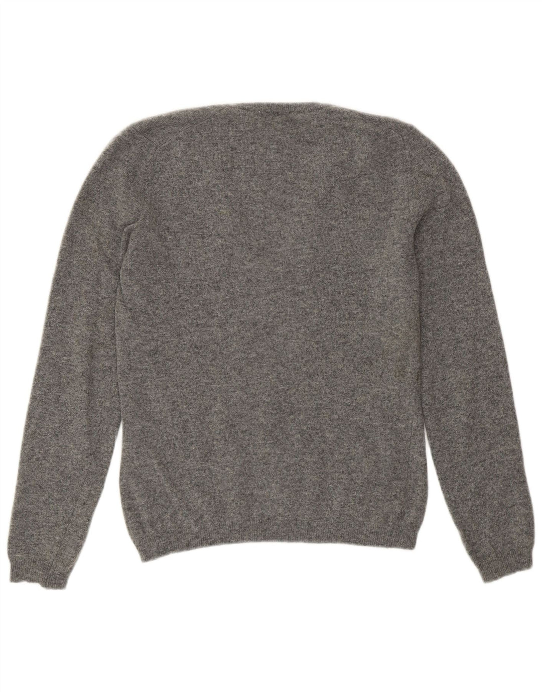 Benetton Womens V-Neck Jumper Sweater UK 12 Medium Grey Wool