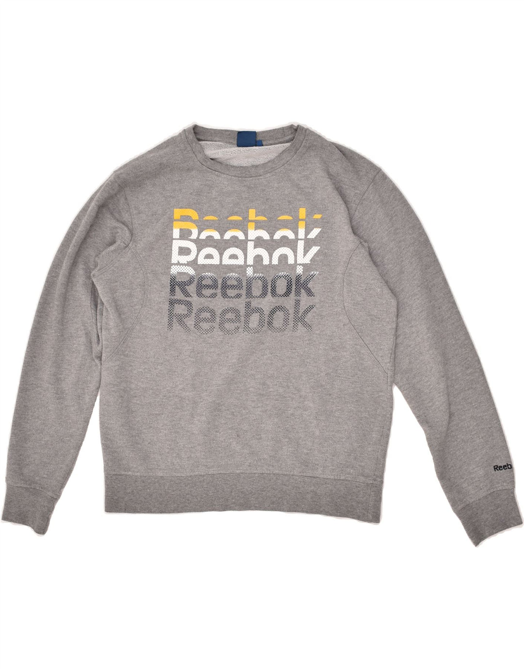 REEBOK Womens Graphic Sweatshirt Jumper UK 10 Small Grey Cotton | Vintage Reebok | Thrift | Second-Hand Reebok | Used Clothing | Messina Hembry 