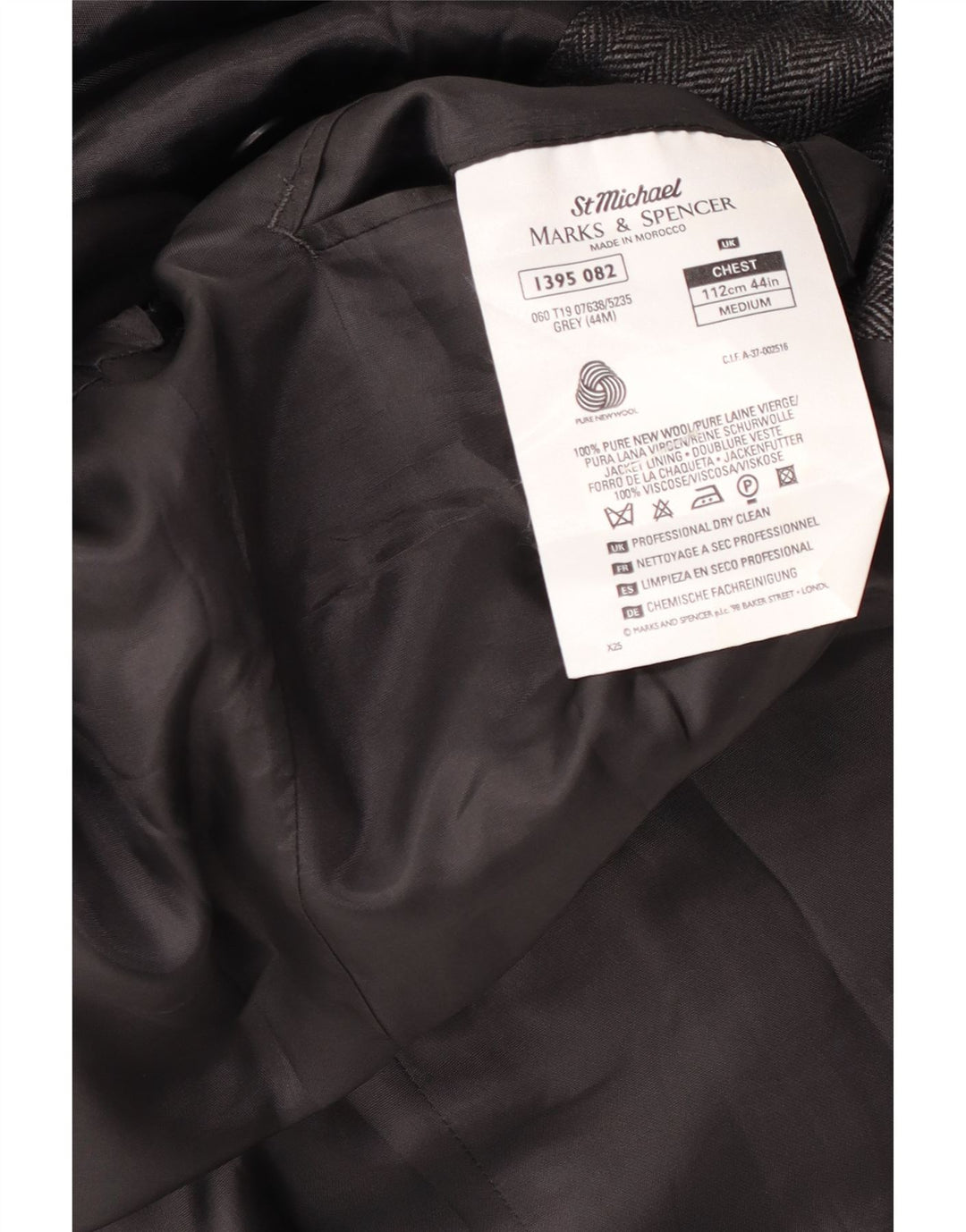 Marks & Spencer Herren-Blazer mit 2 Knöpfen, UK 44, XL, graue Nadelstreifenwolle
