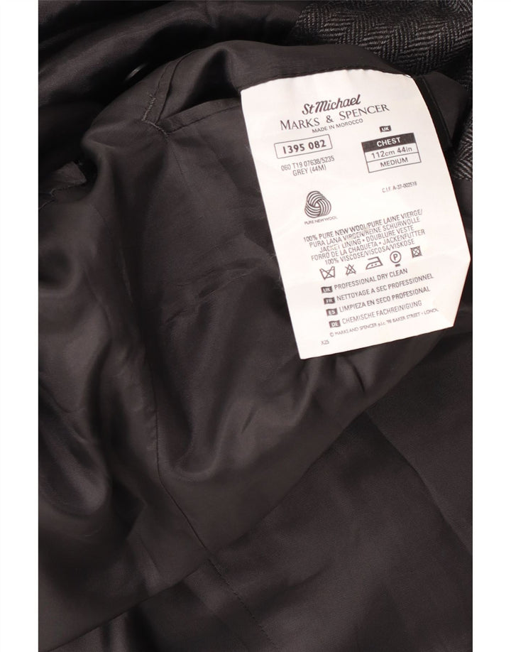 Marks & Spencer Herren-Blazer mit 2 Knöpfen, UK 44, XL, graue Nadelstreifenwolle