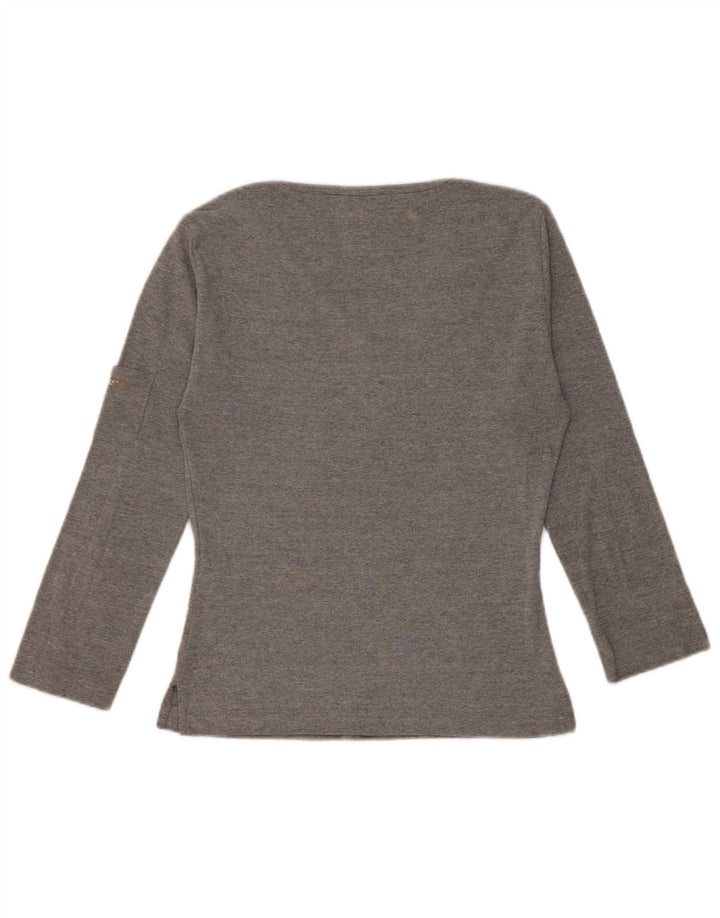 Guess Damen Crop Top Langarm UK 12 Mittelgraue Baumwolle