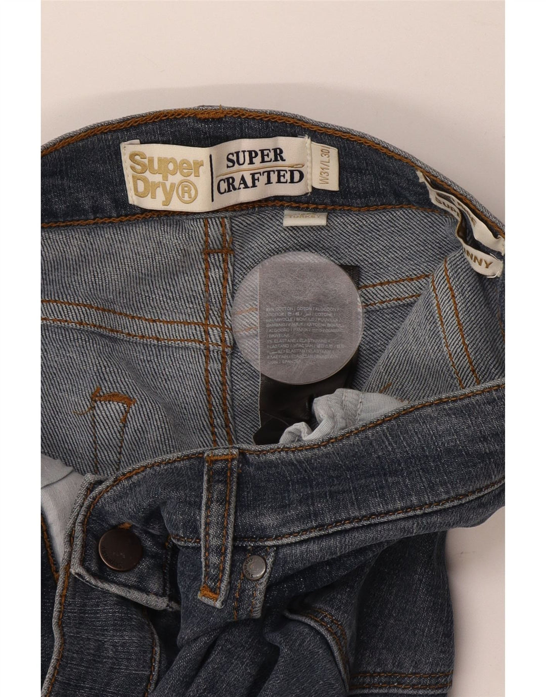 SUPERDRY Damen Mid Rise Super Skinny Jeans W31 L30 Marineblaue Baumwolle