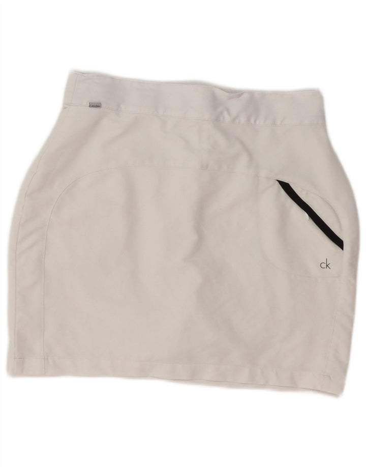 Calvin Klein Damen Minirock UK 10 Small W28 Weiß Polyester