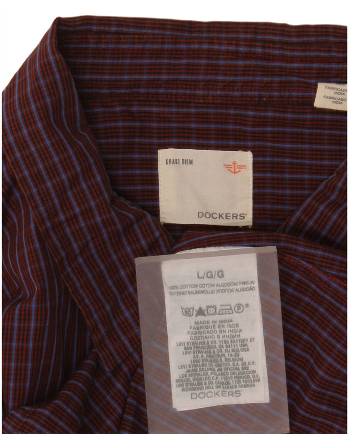 Dockers Herrenhemd, groß, Burgunderrot, kariert, Baumwolle