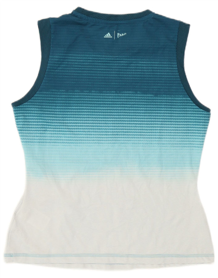 Adidas Damen Weste Top UK 12/14 Mittelblau gestreift Polyester