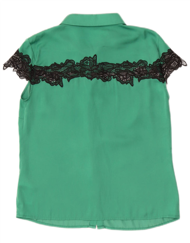 Guess Damen Kurzarm-Hemdbluse UK 10 Small Grün Polyester