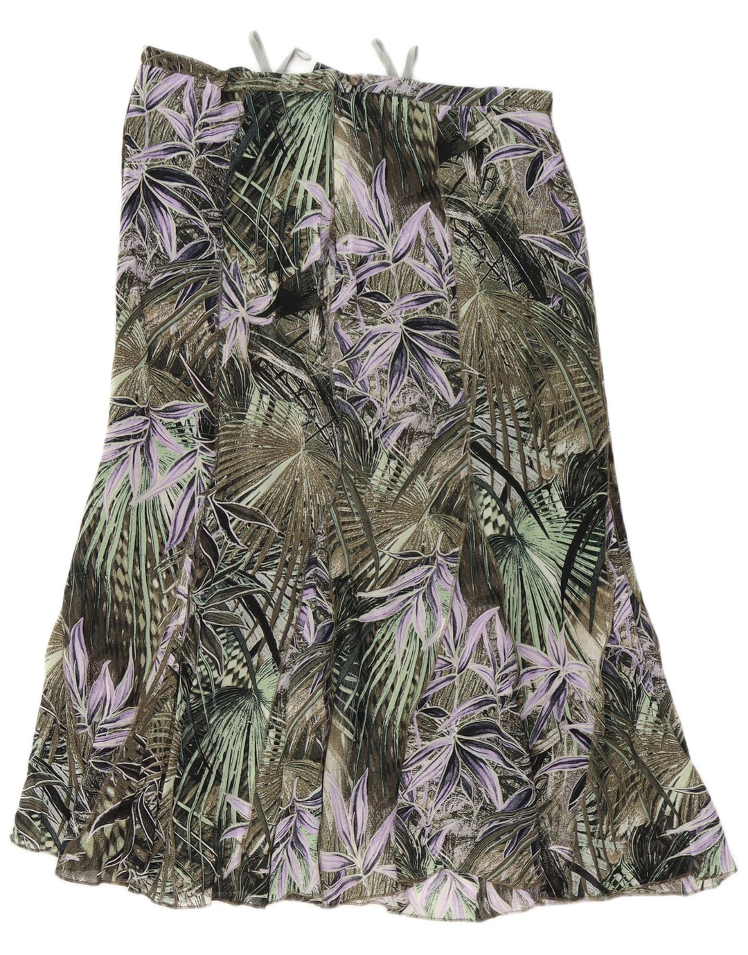 GELCO Damen Trompetenrock mit hoher Taille, UK 16, Größe L W32, grünes Blumenmuster