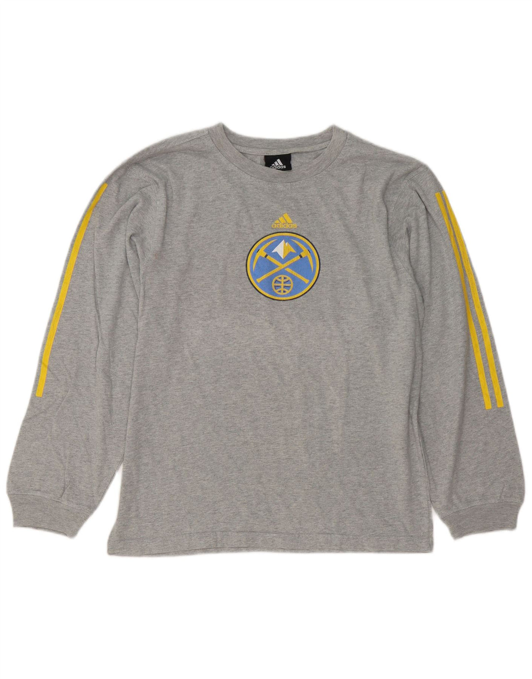 Adidas Herren Denver Nuggets Graphic Top Langarm Mittelgrau meliert