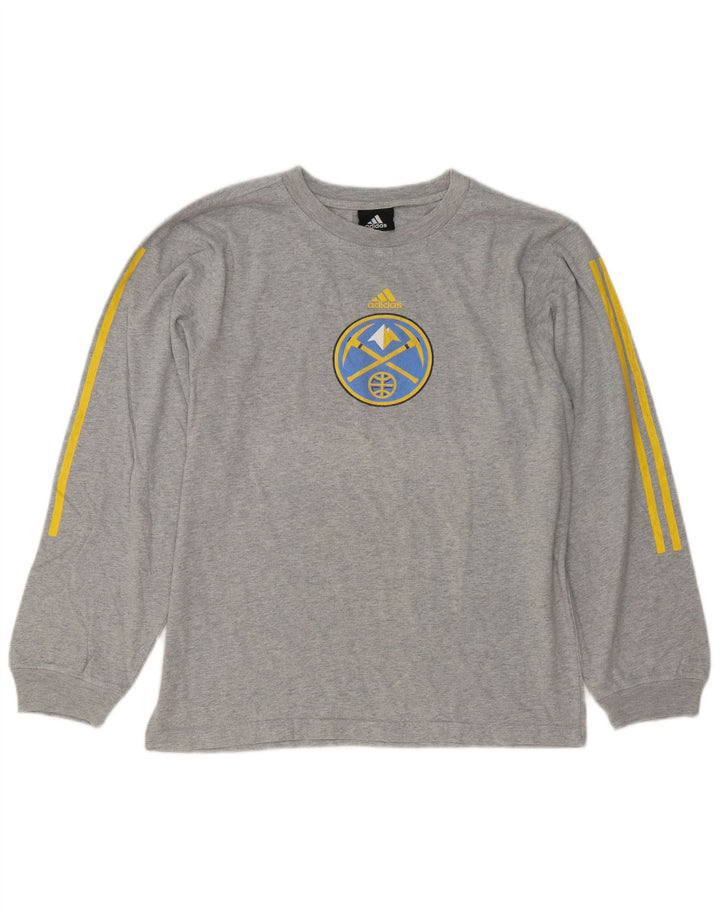 Adidas Herren Denver Nuggets Graphic Top Langarm Mittelgrau meliert