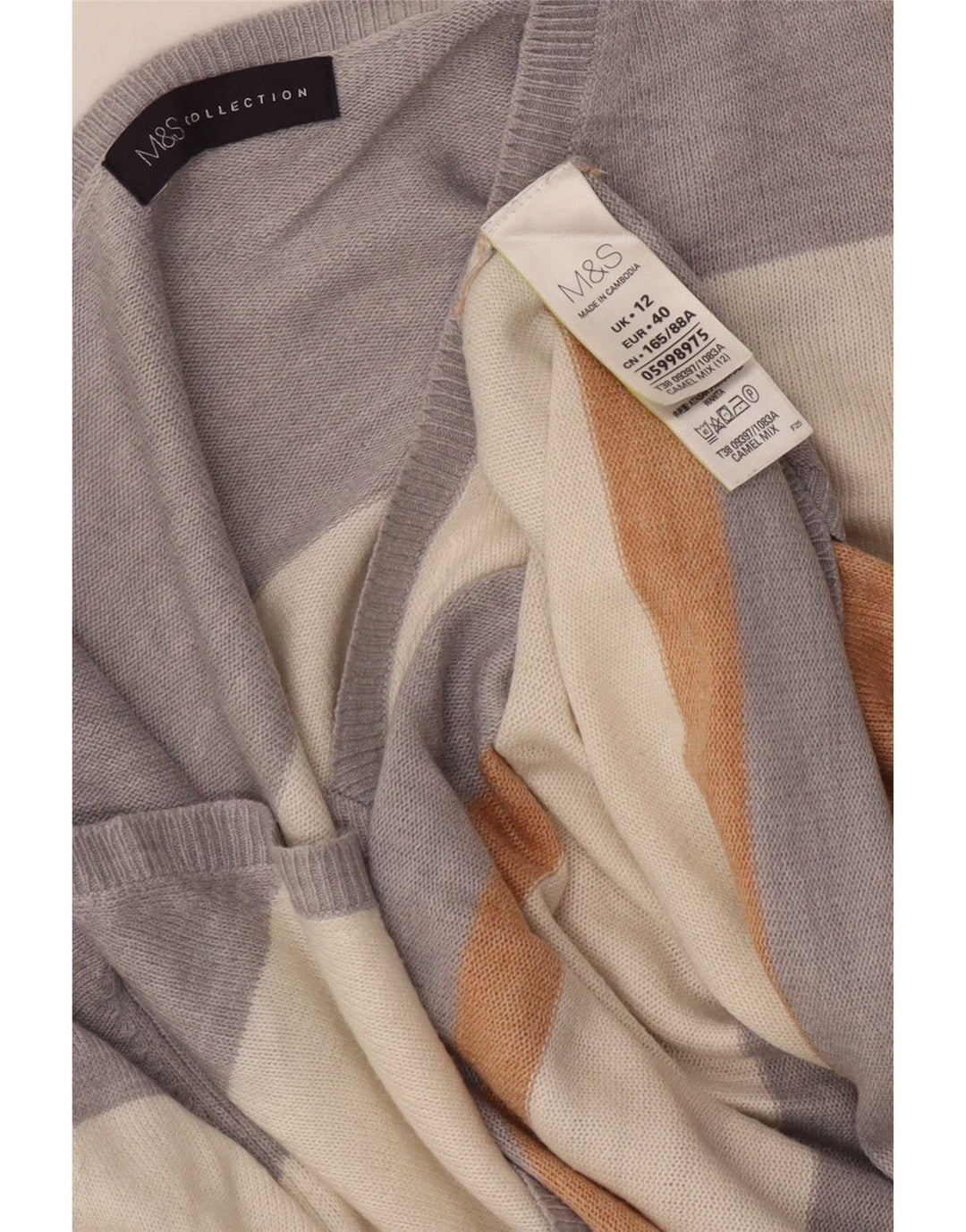 Marks & Spencer Damen-Pullover mit V-Ausschnitt, Größe M, mehrfarbig