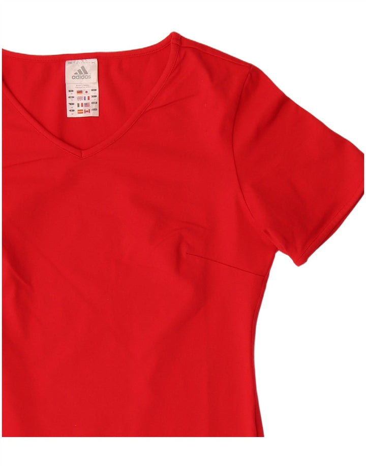 Adidas Damen T-Shirt Top UK 12 Mittelrotes Polyester