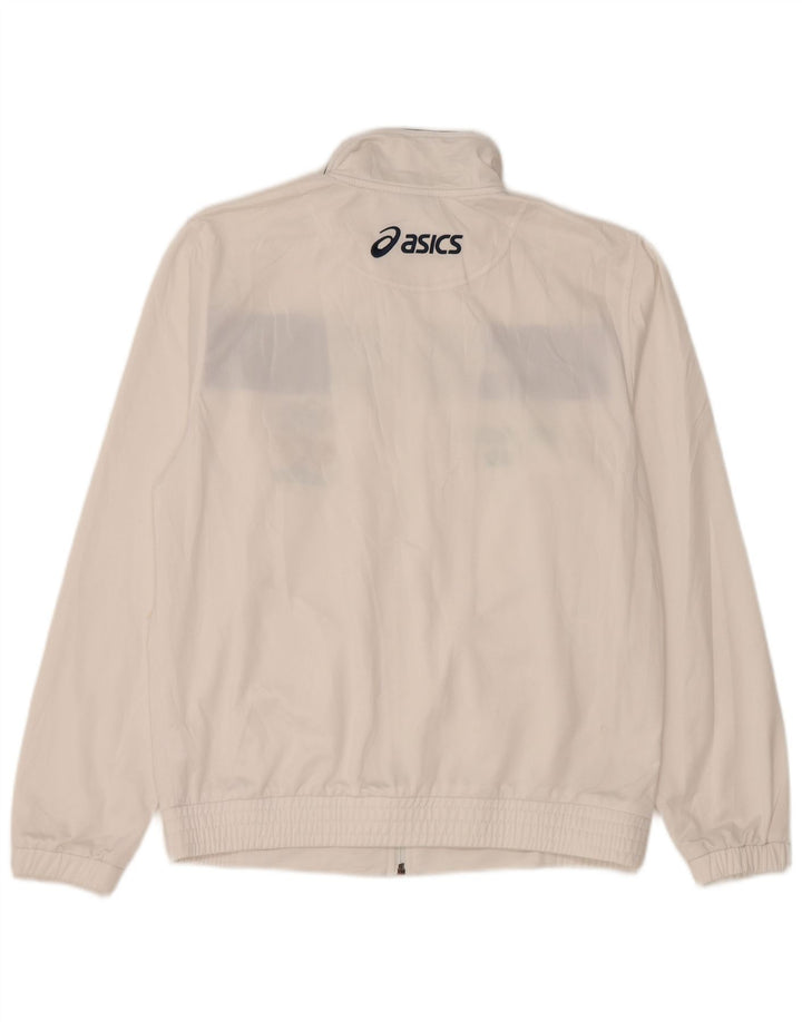 ASICS Herren-Trainingsanzugoberteil mit Grafik, mittelweißes Farbblock-Polyester