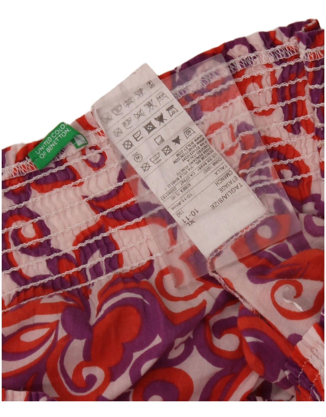 BENETTON Schulterfreies Oberteil für Mädchen, 10–11 Jahre, XL, mehrfarbig, Blumenmuster, Baumwolle