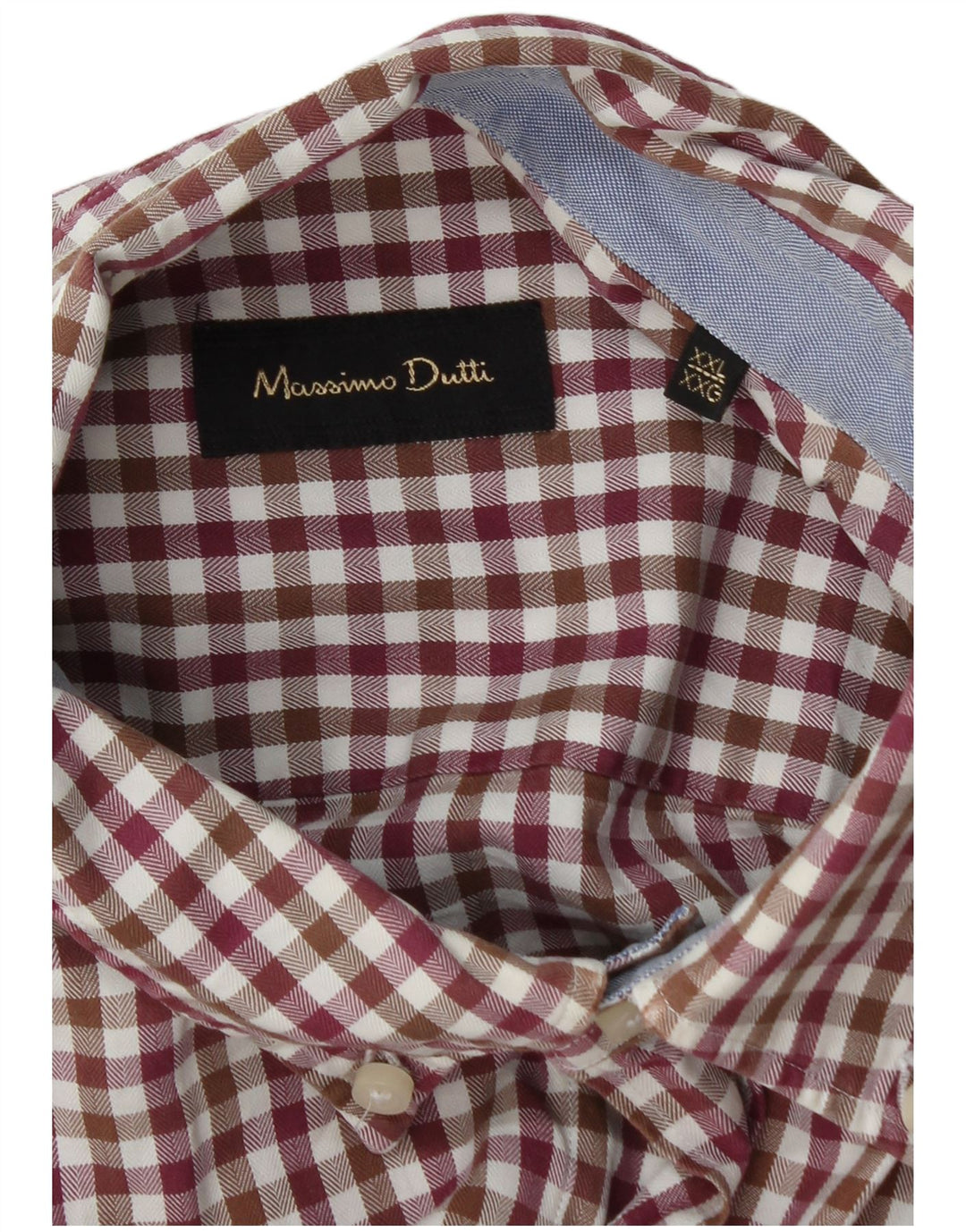 Massimo Dutti Herren Flanellhemd 2XL Burgundy Gingham