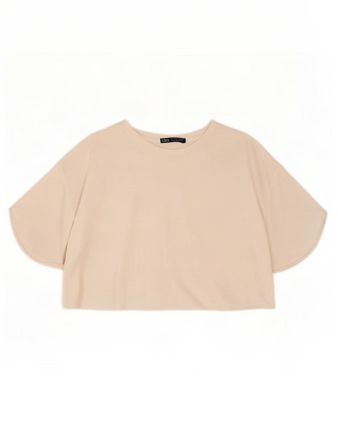 Zara Damen Crop T-Shirt Top UK 14 Mittelweiße Baumwolle