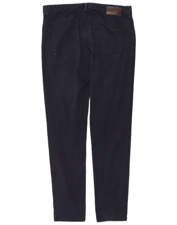 ZARA Mens Slim Casual Trousers EU 44 Large W34 L31  Navy Blue Cotton