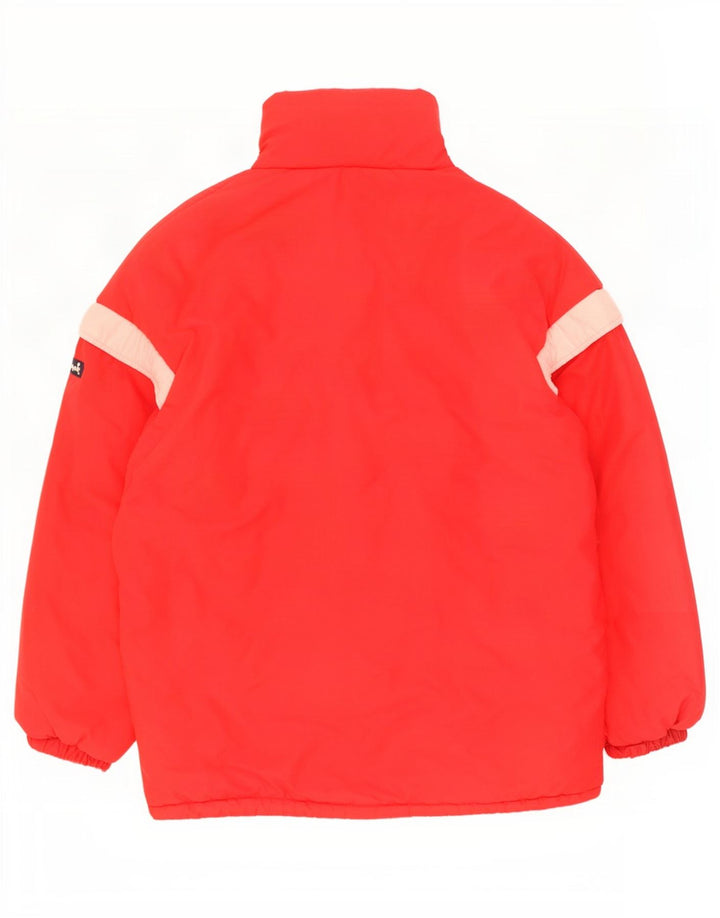 Wattierte Vintage-Herrenjacke mit Kapuze, IT 52 XL, rotes Colourblock-Polyamid